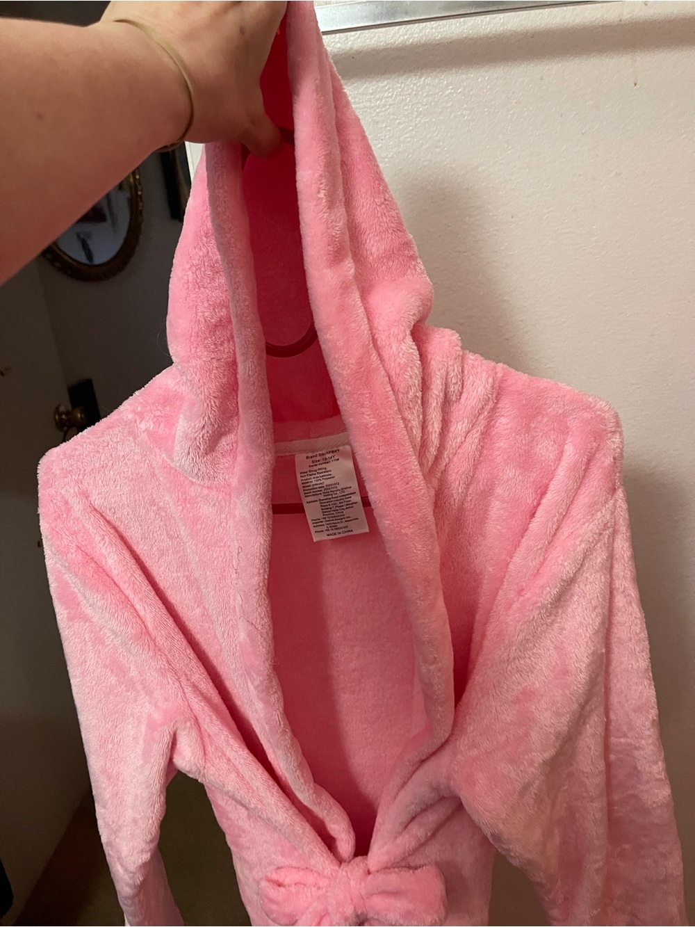 Plush Pink Hooded Robe - Soft Cozy Bath Wrap